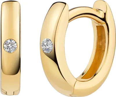 Produktbild von cai Klappcreolen 925/- Sterling Silber 0,8cm gelb Zirkonia weiß 274210178V