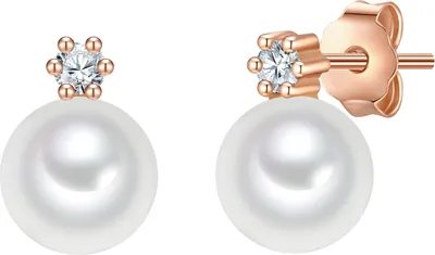 Produktbild von Valero Pearls Perlen-Ohrstecker Sterling Silber Zirkonia Süßwasser-Zuchtperle 50100226