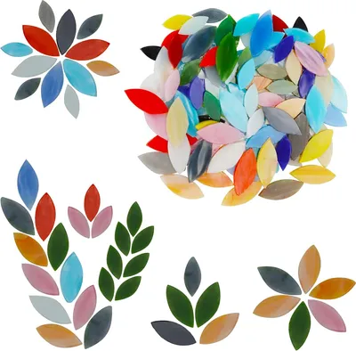 Productafbeelding van Glazen mozaïektegels (100 stuks) - Gemengde kleuren met gesorteerde maten - Handgesneden glas in kleuren, geschikt voor handgemaakte decoraties, hobbyprojecten, kunst en interieur