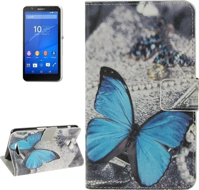 Produktbild von Handyhülle Tasche für Handy Sony Xperia E4 Blauer Schmetterling