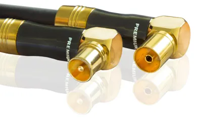 Immagine prodotto di PremiumX 7,5 m Cavo antenna TV Gold-Line nero connessione coassiale spina IEC - presa IEC angolata a 90°