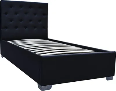 Image de Lit simple avec coffre "Tino" - 90 × 190 cm - Noir