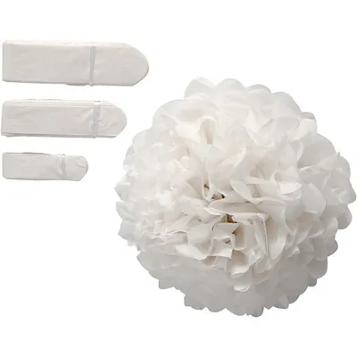 Produktbild von Creativ Company 590001, Dekorativer Pom-Pom, Papier, Weiß, Rund, 30 cm, 3 Stück(e)