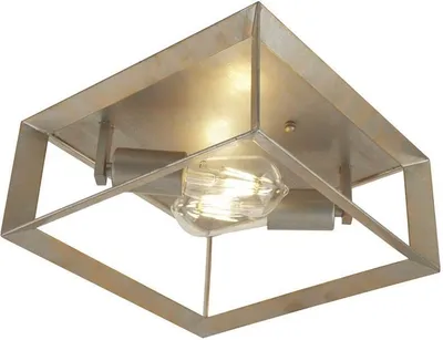 Immagine prodotto di Lampada da soffitto in metallo E27 L: 30 cm in argento-oro Plafoniera vintage angolare a 2 luci