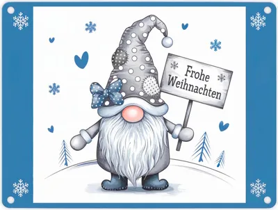 Produktbild von Weihnachtswichtel Metallschild in 15x20 cm - Frohe Weihnachten
