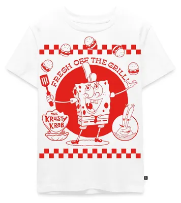 Produktbild von Spreadshirt Spongebob Schwammkopf Fresh Off The Grill Kinder Premium T-Shirt, 122/128 (6 Jahre), Weiß