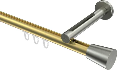 Produktbild von Interdeco Innenlaufstange / Gardinenstange mit Innenlauf Messing-Optik / Edelstahl-Optik, Typ Siteno Sitra (Konus), 20 mm Ø 1-läufig, 220 cm
