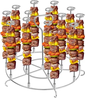 Produktbild von Spießgestell aus Edelstahl, kompatibel mit Ninja Air Fryer, 6/8 l Spießgestell, Air Fryer BBQ-Zubehör (8QT)