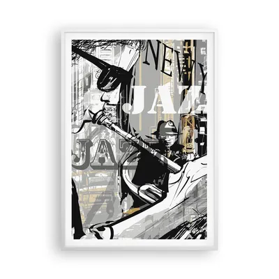 Produktbild von Gerahmtes Poster - Weißer Rahmen - Jazz Musik Musiker - 70x100 cm - Wand Bild - Wanddeko - Wandbilder - Kunstposter - Wandposter - Bilderrahmen - Bilder - Kunstdruck - Wandbild - P2WPA70x100-3792