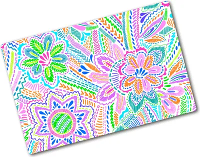 Produktbild von Tulup Glas Herdabdeckplatte - 80x52 cm - Glaskeramikkochfeld-Abdeckung Spritzschutz Glasabdeckplatte - Einteilig - Blumen & Pflanzen - Blumenmuster - Mehrfarbig