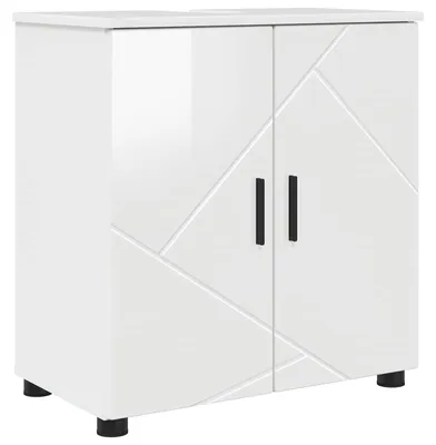 Image de Armoire de salle de bain vidaXL avec rangement, blanc brillant, 61 x 35 x 64 cm