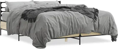Produktbild von vidaXL Bettgestell Sonoma-Eiche 150x200 cm Holzwerkstoff und Metall