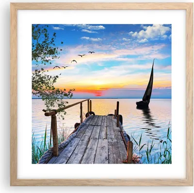 Produktbild von Gerahmtes Poster - Rahmen in heller Eiche - Brücke See - 40x40 cm - Wand Bild - Wanddeko - Wandbilder - Kunstposter - Wandposter - Bilderrahmen - Bilder - Kunstdruck - Wandbild - P2NAC40x40-4115