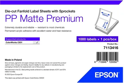 Immagine prodotto di Epson 7113416 etichetta per stampante Bianco Etichetta per stampante autoadesiva