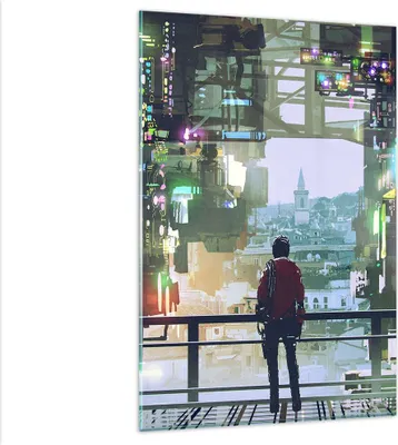 Produktbild von Bilder auf glas - Einteilig - Stadt Brücke Haus - 80x120cm - Glasbilder - Wandbilder - Bilder - zum Aufhängen bereit - Wanddekoration aus Glas - Glas Bilder - Wandbild auf Glas - GPA80x120-4017