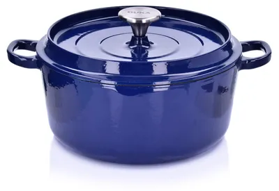 Obrázek produktu pro DUKA – Kuchyňské doplňky, nádobí, servírovací nádobí, dekorace na stůl – Litinový hrnec, objem 4,2 l, tmavě modrá barva, vhodný do trouby i na indukční vařič, značka Björn Duka