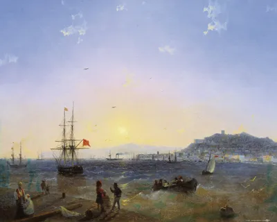 Zdjęcie produktu dla Obraz z nadrukiem Iwana Aiwazowskiego - Widok na Kercz, 1839 (40 x 50 cm)