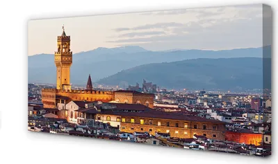 Produktbild von Leinwandbild 120x60 Wandkunst Italien Schloss Sonnenuntergang Panorama