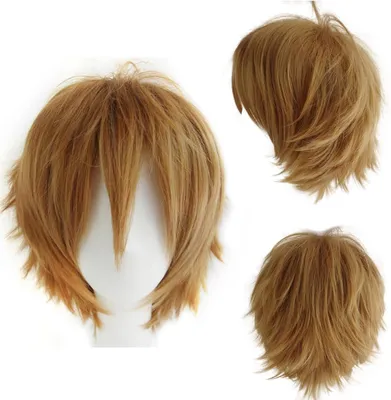 Obrázok produktu pre Dámska Paruka 30 cm, Svetlo Hnedá, Krátka Syntetická Paruka s Ofinou, Hightemperature Odolná, pre Cosplay