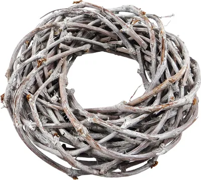 Image de Couronne de vigne blanchie à la chaux en 20 cm pour le bricolage et la décoration de table