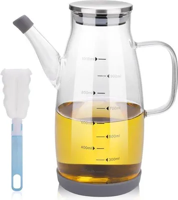Image de Bouteille d'huile en verre de 1 litre avec distributeur