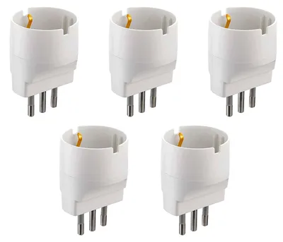 Immagine prodotto di Electraline 92292. Set di 5 adattatori da spina Schuko piccola, 10 A, colore bianco