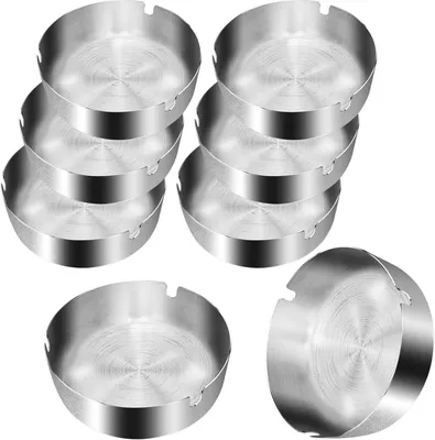 Produktbild von Moderner Edelstahl Aschenbecher 8er Set 10cm für Draußen und Innen