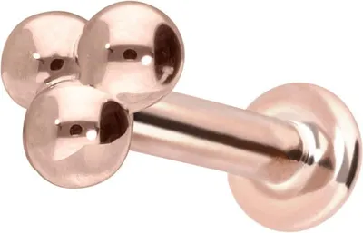 Produktbild von Ohrpiercing, Nasenpiercing 14 Karat Gold Labret mit Innengewinde 3 KUGELN 14 Karat | RoséGold Stablänge: 5mm - Stabstärke: 1,2mm