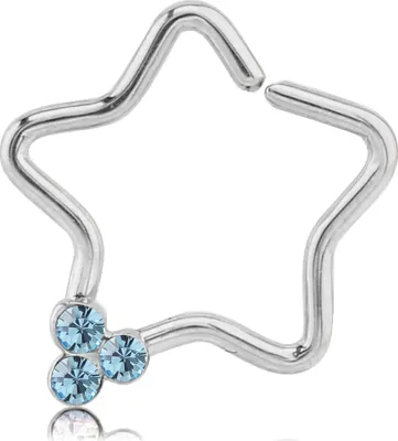 Produktbild von viva-adorno Knorpel Piercing Stern Kristall Ohrpiercing Helix Cartilage Tragus 316L Chirurgenstahl verschiedene Farben Z490,Stern 3x silber / aqua