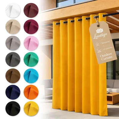 Produktbild von Lantigo Outdoor Vorhang Gelb 155x200 cm Blickdicht Wasserdicht mit Ösen