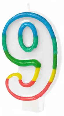 Produktbild von PartyPal Kerze Zahl 9 mit Regenbogenrand Geburtstag