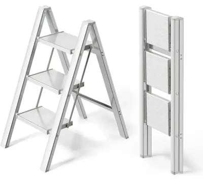 Immagine prodotto di Scala - Scala da casa - Scala per la cucina - Scala - Scala pieghevole in alluminio a 3 gradini