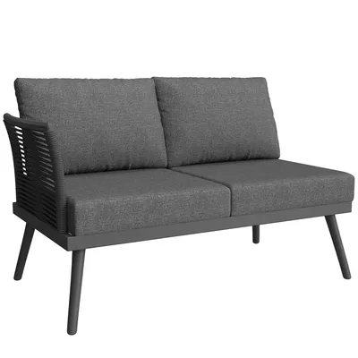 Produktbild von Flieks Gartenmöbel-Sets 6-tlg., Gartensofa mit Ecksofa, Stuhl und Tisch, Gartenlounge-Set Loungemöbel für 7 Personen, Gartengarnitur Sofagarnitur Grau