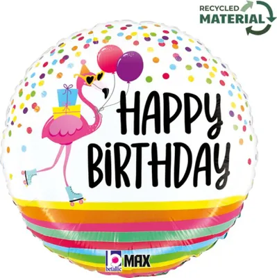 Produktbild von 18"/Ø46cm Folienballon "Happy Birthday" Flamingo
