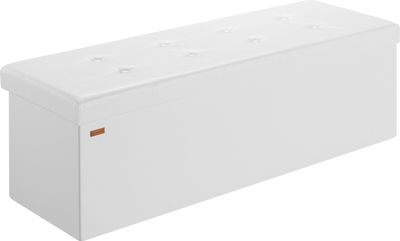 CASARIA® Sitzbank mit Stauraum Faltbar Weiß 115x40x40cm Gepolstert Deckel Kunstleder Schlafzimmer Wohnzimmer Flur Sitztruhe Truhenbank Polsterbank
