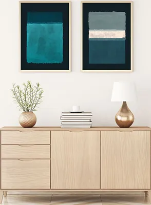 Produktbild von Wallity, Dekoratives Gerahmtes MDF Gemälde (2 Stück), 50 x 70 cm | 100% MDF (3 mm), Rahmen: 100% MASSIVHOLZ (2,5 cm) | Stilvolle Wanddekoration für jedes Zuhause.