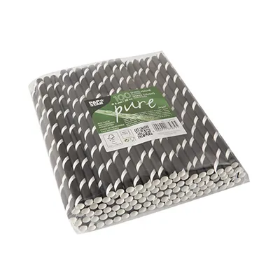Image de Papstar Shake straws Papier Stripes 8mm x20cm 100 pièces