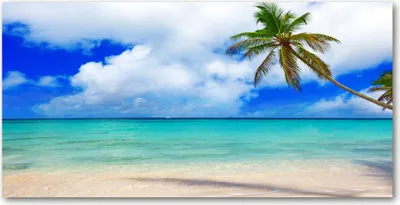 Produktbild von Tulup® Leinwandbild - 140x70 cm - Wandkunst - Drucke auf Leinwand - Leinwanddruck  - Landschaften - Blau - Karibischer Strand