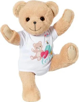 A teddy bear is shown in a playful pose against a white background.