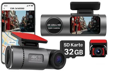 Produktbild von GOLDSTERN-TECH Dashcam GPS, WLAN, Nachtsicht, Parkmodus inkl. 32GB SD-Karte
