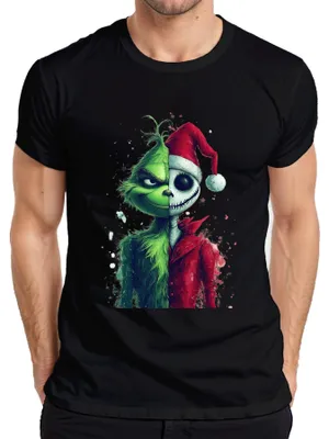 Obrázek produktu pro Grinch Jack Skellington Mashup Christmas Horror Gift Pánské tričko, černá, XXL