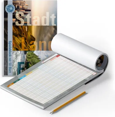 Produktbild von itenga Spieleblock A4 50 Blatt Stadt Land Fluss modernes Design mit Deckblatt