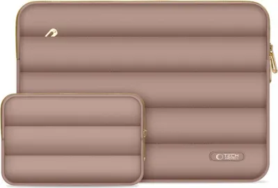 Two padded laptop sleeves, one larger than the other, are shown side-by-side against a white background.