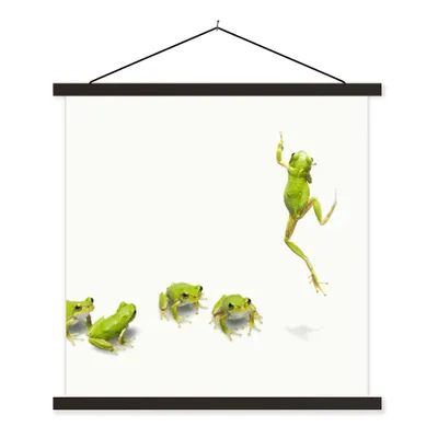 Produktbild von MuchoWow® Textilposter Frosch - Tiere - Grün 90x90 cm mit schwarzem Rahmen - Magnetisches