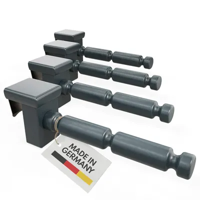 Produktbild von 4x Fensterhaken klemmbar mit Distanzhalter, Größe L in anthrazit, Dekohaken, Abstandshalter, Aufhänger für Fensterdekoration, Klemmbereich 10-27 mm