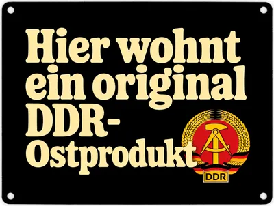 Produktbild von Hier wohnt ein original DDR-Ostprodukt Metallschild in 15x20 cm mit Wappen
