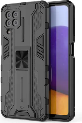 Produktbild von Galaxy A22 4G Hülle, Dual Layer PC TPU Bumper Stoßfest Ständer Schutzhülle für Samsung Galaxy A22 4G Schwarz