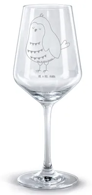 Produktbild von Mr. & Mrs. Panda Rotweinglas mit Gravur Eule Zufrieden - Transparent - Geschenk, weinglas graviert, Owl, Glas Rotwein, Hochzeitstag, Waldtier, für, Romantisch, Kelch