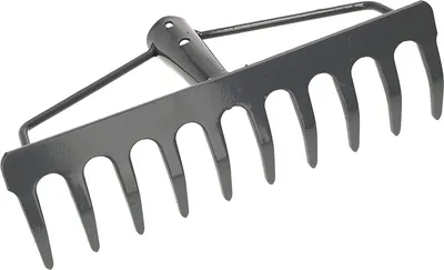Produktbild von KOTARBAU® Laubrechen 26 cm Metall Rechen für Gras & Laub ohne Holzstiel Gartenrechen Rasenrechen mit 10 Zinken Robustes Metall Grau