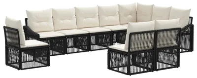 Immagine prodotto di vidaXL Set di divani da giardino 10 pezzi in polirattan nero